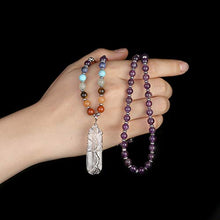 Load image into Gallery viewer, Top Plaza Natural Stone Beads Chakra Healing Crystal Amethyst Necklace Silver Tree of Life Wire Wrapped Raw Clear Quartz Point Pendant Jewelry for Womens Ladies