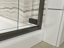 Load image into Gallery viewer, KOHLER Levity® Sliding Shower Door, 74-in H X 56-5/8 - 59-5/8-in W, with 1/4-in Thick Crystal Clear Glass with vertical blade handles, Anodized Dark Bronze