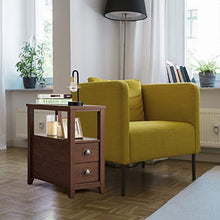 Load image into Gallery viewer, Giantex End Table W/ 2 Drawers and Shelf Space-Saving Rectangular Bedside Table with Metal Handle, Retro Side Table for Living Room Bedroom Home Furniture Side Table (2, Brown)