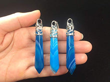 Load image into Gallery viewer, Hexagonal Pile Blue Agate Gemstone Pendant Necklace Healing Crystal Reiki Chakra Gem Stones 26 Inch (1pc) Great Gift GGP26-B3
