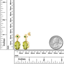 Load image into Gallery viewer, Gem Stone King 11.64 Ct Oval Checkerboard Yellow Lemon Quartz Green Simulated Tsavorite 18K Yellow Gold Plated Silver Earrings