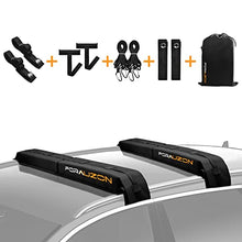 Load image into Gallery viewer, Forauzon Universal Car Soft Roof Rack Pads, Cargo Rack System for Kayak /Surfboard/ SUP/ Canoe with 2 Buckle Tie Down Straps, 2 Tie Down Ropes, 2 Quick Loop Straps, 2 Hood Loop Straps and Storage Bag