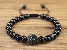 Load image into Gallery viewer, COAI Handmade Black Tourmaline Stone Beaded Lion Head Bracelet