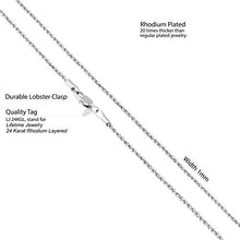 Load image into Gallery viewer, LIFETIME JEWELRY 1mm Rope Chain Necklace 24k Real Gold Plated for Women and Men (White Gold, 20)