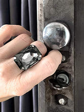 Load image into Gallery viewer, Large Rectangle Ring with Swarovski Crystal in Black Diamond