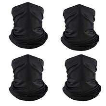 Load image into Gallery viewer, Youmymine 4 Pack Face Bandanas Neck Gaiter Scarf with 40 pcs Filters, Unisex Seamless Rave Scarf Tube Headwear for Fishing Cycling Hiking (Black, 4 pcs)