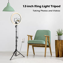 Load image into Gallery viewer, UBeesize 12’’ led Ring Light with Tripod Stand and Phone Holder, Selfie Ring Light for Video conferencing, Compatible with iPhone&Android Phones&Cameras