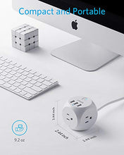 Load image into Gallery viewer, Anker PowerPort Cube USB Power Strip with 3 Outlets and 3 USB Ports, Portable Design, 5 ft Extension Cord, Overload Protection for iPhone XS/XR, Compact for Travel, Cruise Ship and Office
