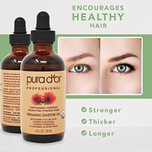 Load image into Gallery viewer, PURA D’OR Organic Castor Oil (4oz) 100% Pure Natural USDA Organic: Conceal Thin, Reveal Fuller Eyebrows, Thicker Eyelashes, Hair Growth: Cold Pressed Hexane Free-Moisturize Dry Skin w/Bonus Brush Kit
