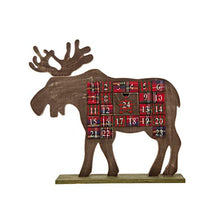 Load image into Gallery viewer, Glitzhome Handcrafted Wooden Reindeer Countdown to Christmas Advent Calendar with Drawer 24 Days