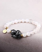 Load image into Gallery viewer, Lightock Black Obsidian Chalcedony Bracelet for Women Gifts Friendship Energy Healing Crystals