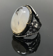 Load image into Gallery viewer, KAR Rare 925K STERLING SILVER Yemeni AGATE(Aqeeq) Large MEN'S RING USA SELLER P5B (12)