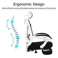Load image into Gallery viewer, Hbada Reclining Office Desk Chair | Adjustable High Back Ergonomic Computer Mesh Recliner | White Home Office Chairs with Footrest and Lumbar Support