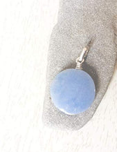 Load image into Gallery viewer, Celestite Silver pendant, natural Celestite pendant, Round bluestone, Stone and silver, Throat chakra, Celestite jewelry, Celestite pendant