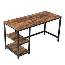 Load image into Gallery viewer, VASAGLE Computer Desk, 55-Inch Writing Desk, with 2 Shelves on Left or Right, Stable Steel Frame, Easy Assembly, Rustic Brown and Black ULWD55X