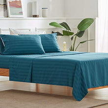 Load image into Gallery viewer, SLEEP ZONE Striped Bed Sheet Sets 120gsm Luxury Microfiber Temperature Regulation Sheets Soft Wrinkle Free Fade Resistant Easy Care (Teal, Queen)