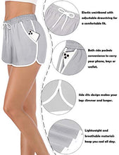 Load image into Gallery viewer, Fulbelle Comfy Shorts for Women, Teen Girls Exercise Workout Yoga Sports Running Athletic Gym Clothes Casual Summer Spring Elastic Breathable Sweat Shorts Gray and White Medium