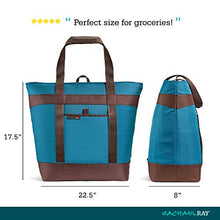 Load image into Gallery viewer, Rachael Ray Jumbo Chillout Thermal Tote, Insulated Bag Keeps Cool or Hot for Hours, XL Insulated Bag for Groceries, Potlucks, Sundries & More!, Foldable & Reusable Thermo Food Bag, Marine Blue
