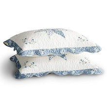 Load image into Gallery viewer, Kasentex Luxurious Quilted Embroidery Patchwork Sham Pre-Washed 100% Machine Washable(Blue, 26x20in, 2 Pieces)
