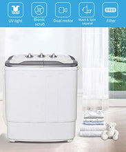 Load image into Gallery viewer, Portable Washer and Dryer,Safeplus Compact Mini Twin Tub Versatile Washing Machine with 8 lbs Washing &5 lbs Spin Dryer Load Cappacity Gravity Drain Pump and Drain Hose for apartments (gray)