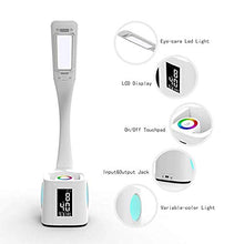 Load image into Gallery viewer, LED Desk Lamp with USB Charging Port, Night Atmosphere Lamp, Alarm Clock, Pen Holder, Calendar, 3-Level Dimmer Eye-Caring Table Lamp for Study/Read/Office