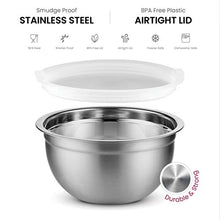 Load image into Gallery viewer, Premium Stainless-Steel Mixing Bowls with Airtight Lids (Set of 5) Nesting Bowls for Space-Saving Storage, Easy-Grip & Stability Design Mixing-Bowl Set Versatile For Cooking, Baking, & Food Storage