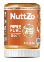 Load image into Gallery viewer, Natural Power Fuel Smooth Nut Butter by NuttZo | 7 Nuts & Seeds Blend, Paleo, Non-GMO, Gluten-Free, Vegan, Kosher | Peanut-Free, 1g Sugar, 6g Protein | 12oz Jar