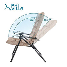Load image into Gallery viewer, PHI VILLA Patio 3 PC Padded Folding Chair Set Adjustable Reclining 2 Position, Beige