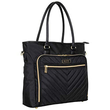 Load image into Gallery viewer, Kenneth Cole Reaction Chelsea Quilted Chevron 15" Laptop & Tablet Business Tote With Removeable Shoulder Strap, Black