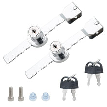 Load image into Gallery viewer, Qjaiune 2 Pack Sliding Glass Door Lock Showcase Display Case Lock, Ratchet Lock Reptile Cage Lock and Key, Vivarium Lock for Drawer Cabinet, Fit Thickness 0.08-0.27 Inch / 2-6mm, Keyed Alike