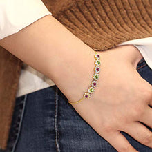 Load image into Gallery viewer, Gem Stone King 1.22 Ct Pink Tourmaline Green Peridot 18K Yellow Gold Plated Silver 7 Inch Tennis Bracelet with 2 Inch Extender