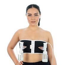 Load image into Gallery viewer, PumpEase Hands Free Pumping Bra | Snugabell Adjustable and Comfortable Pumping Bra Made with Spandex Technical Fabric, Supports 2 Breast Pumping Bottles & Flanges | Black & White - S