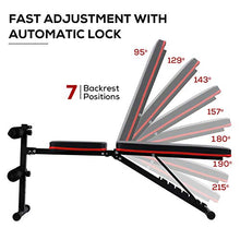 Load image into Gallery viewer, Weight Bench Adjustable Bench Press for Full Body Workout Foldable Incline/Decline Strength Training Fitness Benches with Resistance Bands for Home Gym Exercise
