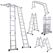 Load image into Gallery viewer, LUISLADDERS Folding Ladder Multi-Purpose Aluminium Extension 7 in 1 Step Heavy Duty Combination EN 131 Standard (12.5 Feet)