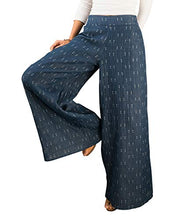 Load image into Gallery viewer, Tropic Bliss Women's Fall Palazzo Pants, Organic Cotton, Office Casual Blue