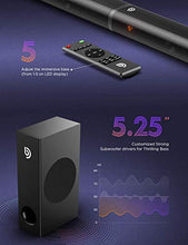 Load image into Gallery viewer, Soundbar for TV, Bomaker 190W 2.1 TV Sound Bar with Subwoofer, 125dB, 6 EQ Modes, LED Display Off, 5 Bass Adjustable Surround Sound for Home Theater, 4K & HD TV, HDMI/Optical/AUX/USB, Wall Mountable