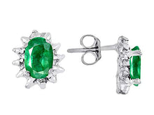 Load image into Gallery viewer, RYLOS Simply Elegant Beautiful Green Emerald & Diamond Matching Set - Ring, Earrings and Pendant Necklace - May Birthstone