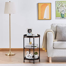 Load image into Gallery viewer, dulcii Industrial Round End Table, 3 Tiers Round Side Table with Sturdy Metal Frame, Metal Round Sofa Table, Vintage Nightstand for Living Room Bedroom, Easy Assembly, Wood Look Accent Furniture