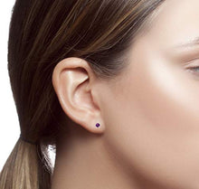 Load image into Gallery viewer, Solid 14K White Gold Round Genuine Amethyst Stud Earrings (4mm)