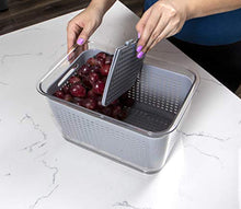 Load image into Gallery viewer, Kitchen Spaces Gray Colander Bin Variety Pack, Fridge Organizer, Produce Storage, Keep Vegetables Fresh, Three Sizes