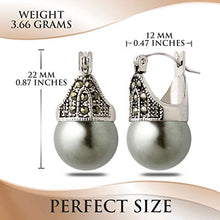 Load image into Gallery viewer, Linda Schnoll Hematite and Ball Hinged Pierced Earrings - Tahitian Grey Faux Pearl