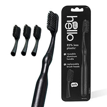 Load image into Gallery viewer, hello Manual Adult Toothbrush With Reusable Charcoal Modern Aluminum Handle & 4 Soft Replacement Heads, Bpa-free, 4 count