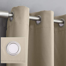 Load image into Gallery viewer, Sun Zero Soho 2-Pack Energy Efficient Blackout Grommet Curtain Panel Pair, 54 in x 63, Stone
