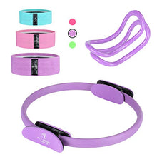 Load image into Gallery viewer, Pilates Ring Exercise Equipment for Inner & Outer Thigh, Abs, Legs, Muscle Strength includes Resistance Bands for Butt Squat Workout, Body Balance Stability & a Yoga Ring for Men and Women Fitness