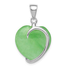 Load image into Gallery viewer, 925 Sterling Silver Green Jade Heart Pendant Charm Necklace Love Ful Fine Jewelry For Women Gifts For Her