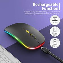 Load image into Gallery viewer, 【Upgrade】 LED Wireless Mouse, Rechargeable Slim Silent Mouse 2.4G Portable Mobile Optical Office Mouse with USB & Type-c Receiver, 3 Adjustable DPI for Notebook, PC, Laptop, Computer, Desktop (Black)