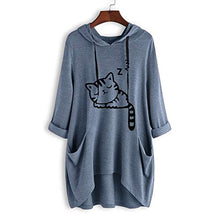 Load image into Gallery viewer, Casual Hooded Sweatshirts for Women Long Sleeved Plus Size Pullover Loose Oversized Drawstring Cat Ear Hoodies Blouse