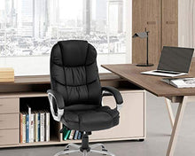 Load image into Gallery viewer, Office Chair Computer High Back Adjustable Ergonomic Desk Chair Executive PU Leather Swivel Task Chair with Armrests Lumbar Support (Black)