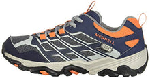 Load image into Gallery viewer, Merrell Unisex-Kid's Moab FST Low WTRPF Hiking Shoe, Navy/Grey/Orange, 2 M US Little Kid