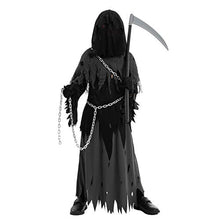 Load image into Gallery viewer, Spooktacular Creations Child Unisex Glowing Eyes Reaper Costume for Creepy Phantom Halloween Costume (X-Large(12-14 yr)) Black